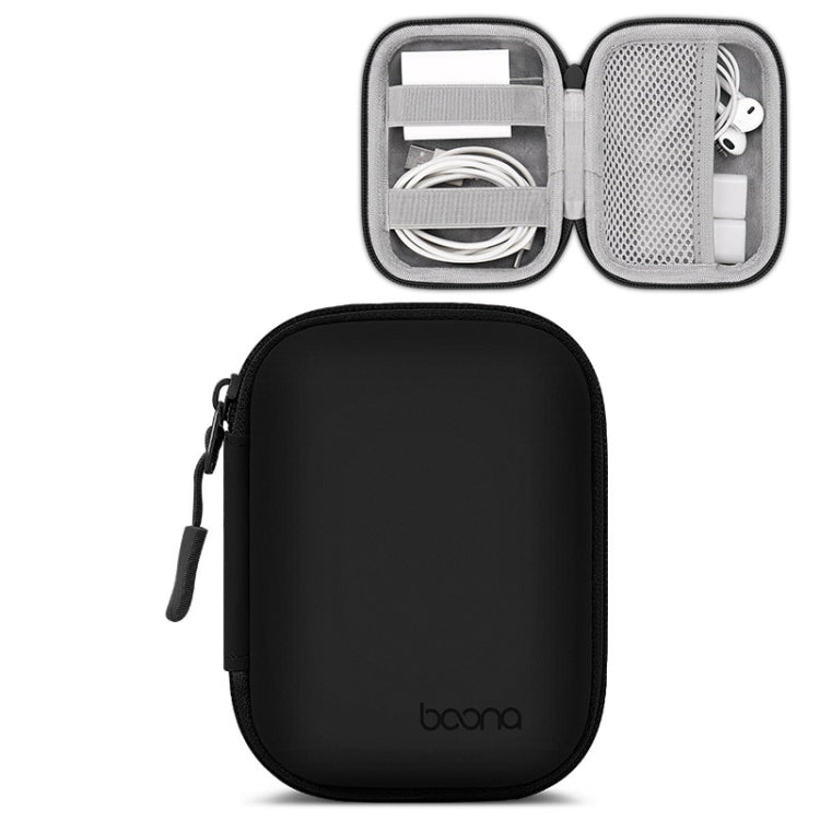Baona BN-F003 Leather Digital Headphone Cable U Disk Storage Bag, Specification: Rectangular Black - HoMEdemic™ 