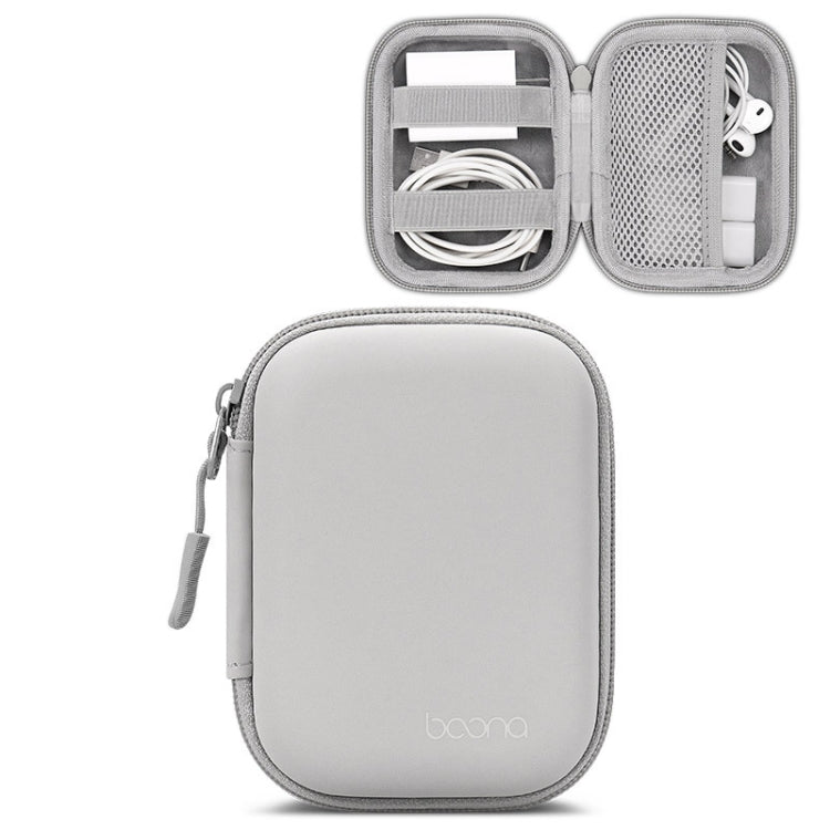 Baona BN-F003 Leather Digital Headphone Cable U Disk Storage Bag, Specification: Rectangular Gray - HoMEdemic™ 