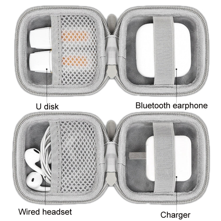 Baona BN-F003 Leather Digital Headphone Cable U Disk Storage Bag, Specification: Rectangular Gray - HoMEdemic™ 