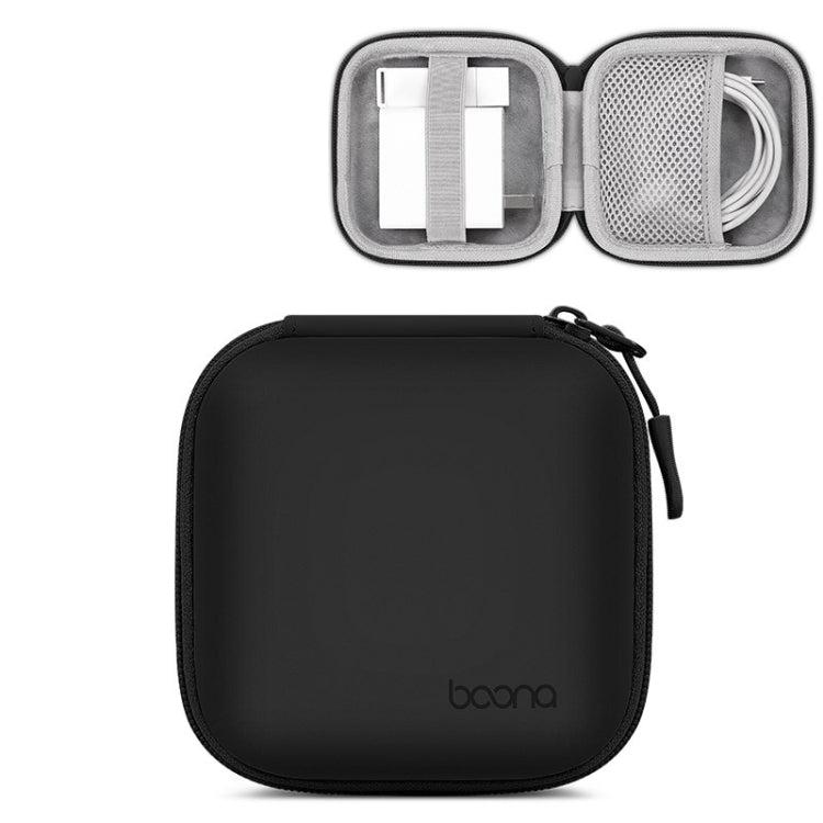 Baona BN-F017 Leather Digital Headphone Cable U Disk Storage Bag, Specification: Large Square Black - HoMEdemic™ 