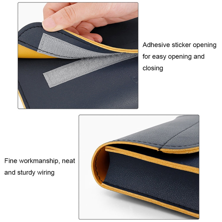 Baona BN-Q009 Small Leather Mouse Charger Storage Bag(Deep Blue+Yellow) - HoMEdemic™ 