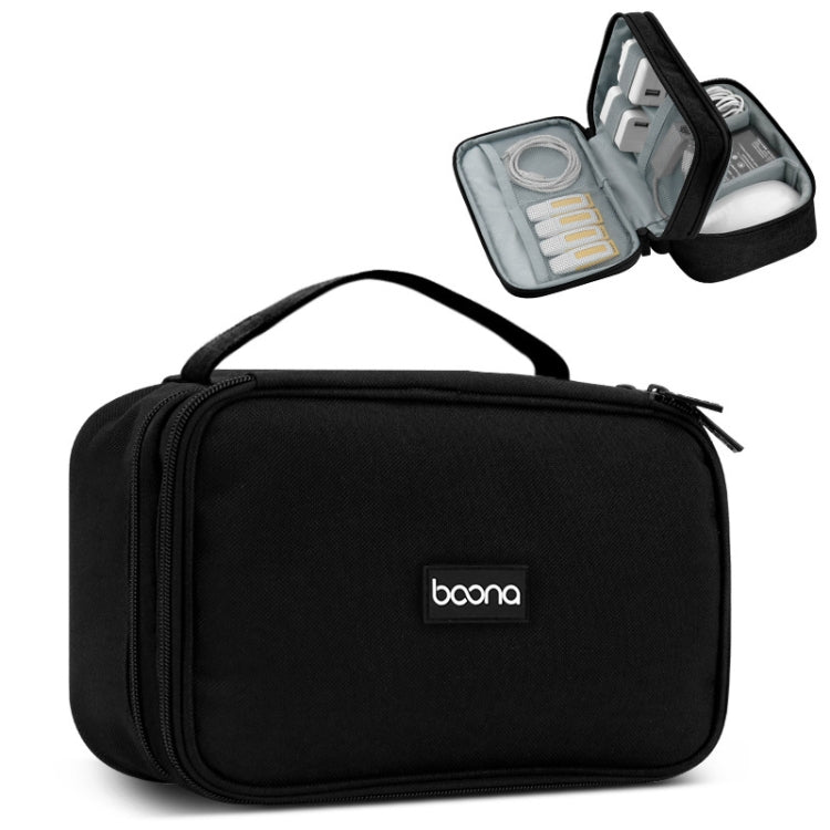 Baona Multifunctional Earphone Data Cable Digital Storage Bag, Spec: 2-layer (Black) - HoMEdemic™ 