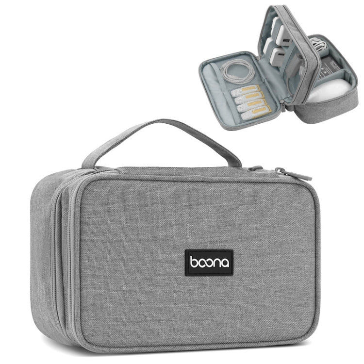 Baona Multifunctional Earphone Data Cable Digital Storage Bag, Spec: 2-layer (Gray) - HoMEdemic™ 