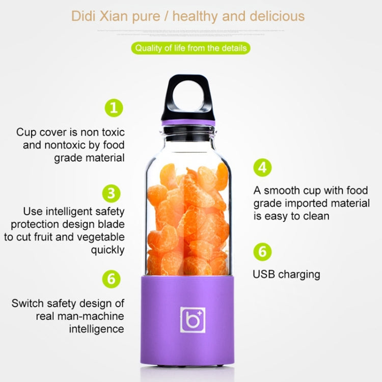 Bingo 500ml Mini Portable USB Rechargeable Electric Juicer Cup  Juicer Blender, 22000 Revolutions Per Minute(Purple) - HoMEdemic™ 