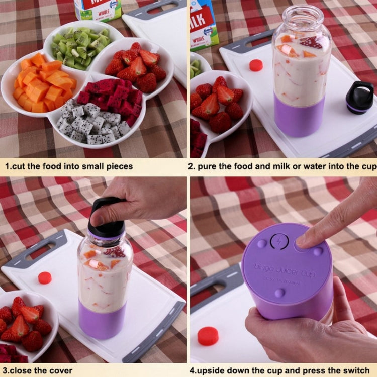 Bingo 500ml Mini Portable USB Rechargeable Electric Juicer Cup  Juicer Blender, 22000 Revolutions Per Minute(Purple) - HoMEdemic™ 