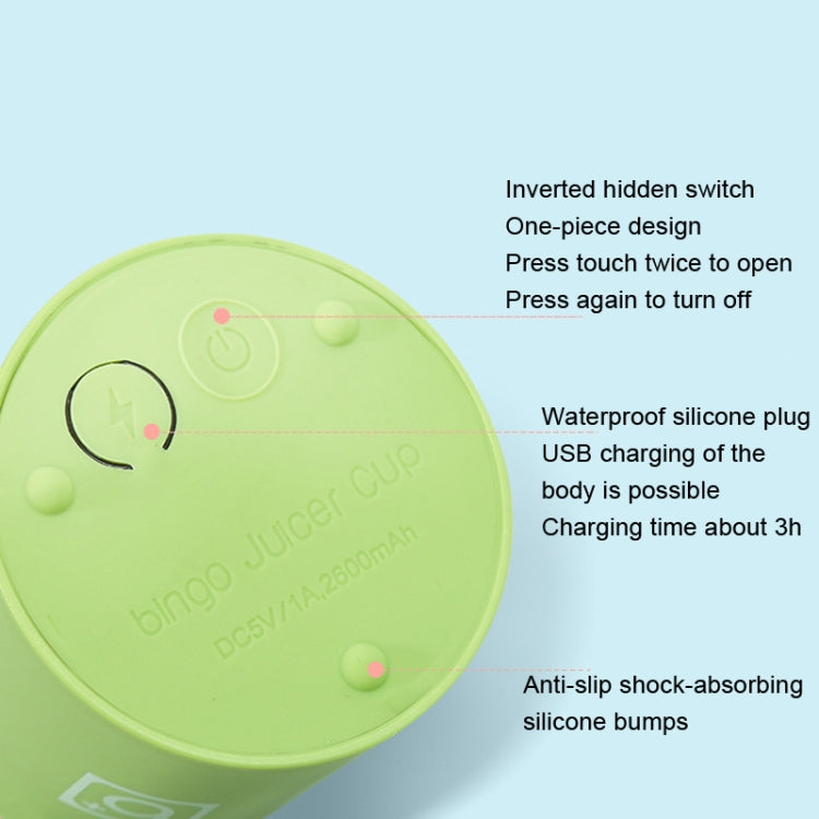 Bingo Mini Portable Juicer Home 6 Knife Head Charging Electric Juice Cup(Macaron Green) - HoMEdemic™ 