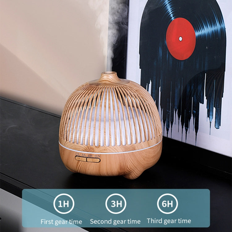 Bird Cage Wood Graphic Aromatherapy Machine Ultrasonic Smart Home Colorful Night Light Hollow Humidifier, Product specifications: US Plug(Deep Wood Pattern) - HoMEdemic™ 