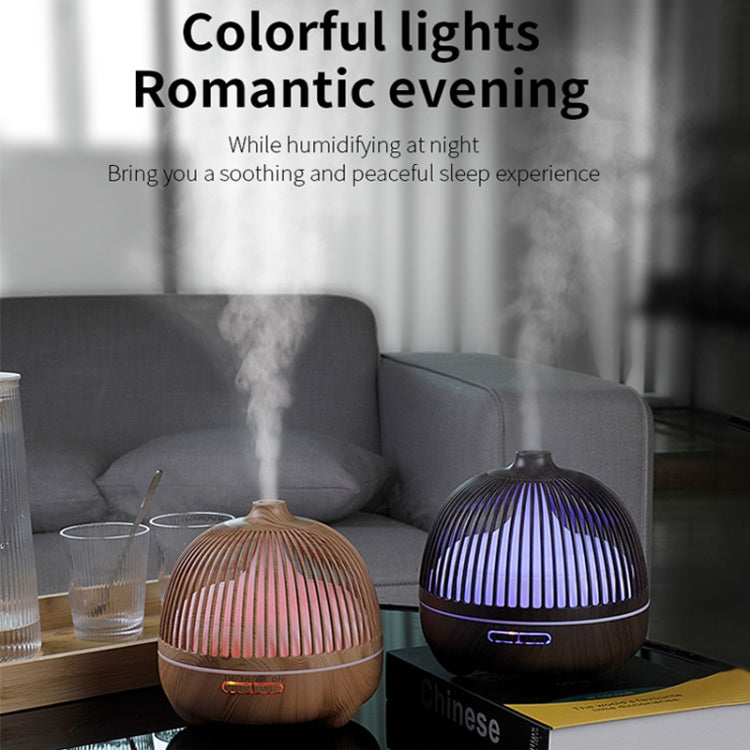Bird Cage Wood Graphic Aromatherapy Machine Ultrasonic Smart Home Colorful Night Light Hollow Humidifier, Product specifications: US Plug(Deep Wood Pattern) - HoMEdemic™ 