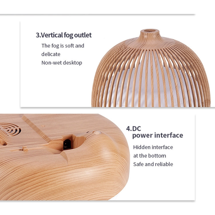 Bird Cage Wood Graphic Aromatherapy Machine Ultrasonic Smart Home Colorful Night Light Hollow Humidifier, Product specifications: US Plug(Deep Wood Pattern) - HoMEdemic™ 