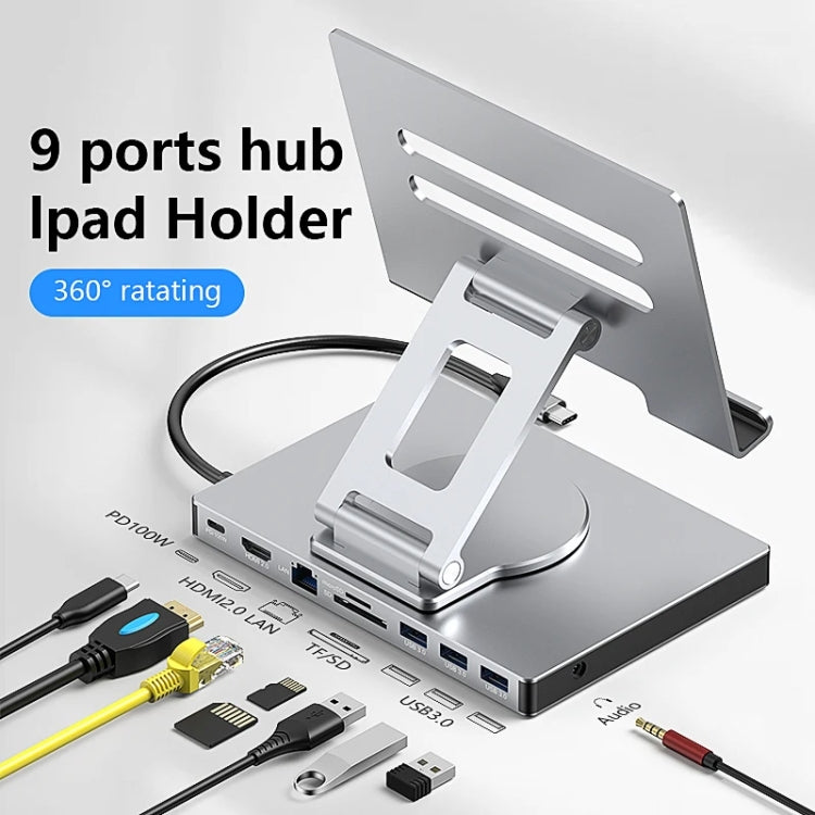 Blueendless 4K/60Hz Multifunctional Folding Tablet Type-C Docking Station Bracket, Spec: 8-in-1 - HoMEdemic™ 