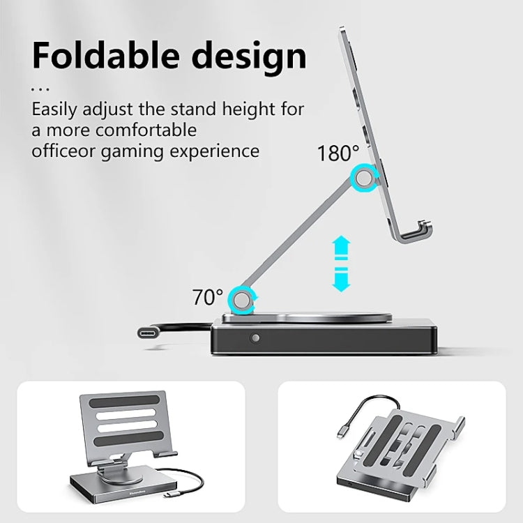 Blueendless 4K/60Hz Multifunctional Folding Tablet Type-C Docking Station Bracket, Spec: 8-in-1 - HoMEdemic™ 