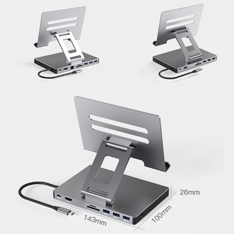 Blueendless 4K/60Hz Multifunctional Folding Tablet Type-C Docking Station Bracket, Spec: 9-in-1 - HoMEdemic™ 