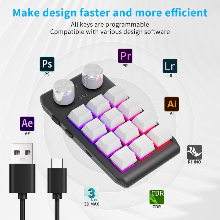 Bluetooth Wireless 12KV2 MOLD Mini Mechanical 12 Keys 2 Knob Custom Programming Keyboard(White) - HoMEdemic™ 