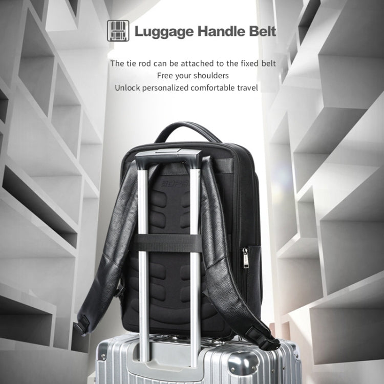 Bopai 61-120761 Large-capacity First-layer Cowhide Business Laptop Backpack With USB+Type-C Port(Black) - HoMEdemic™ 