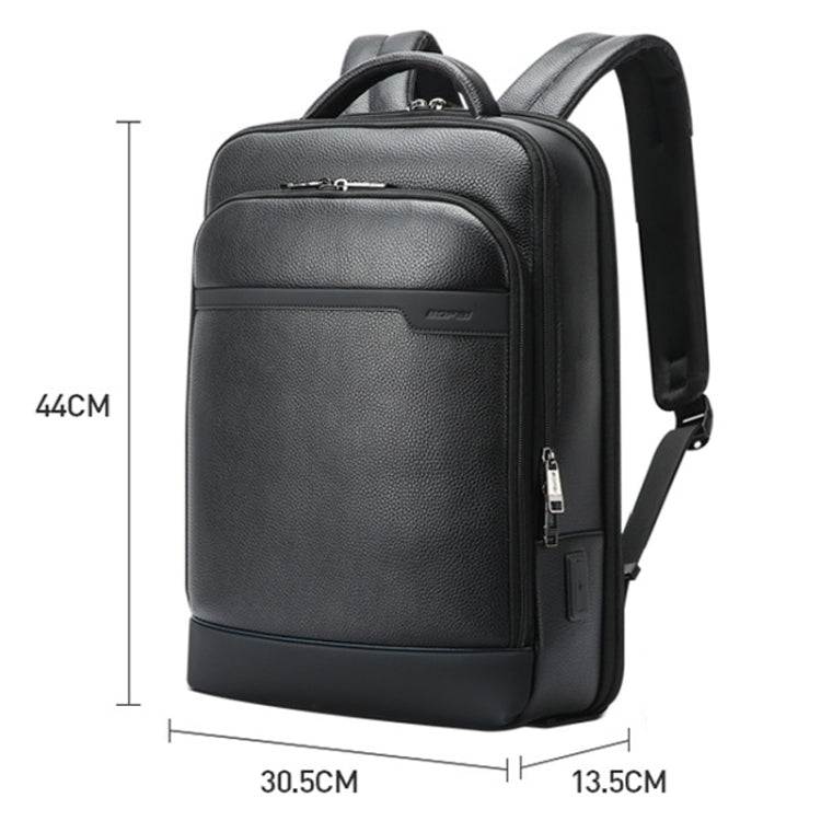 Bopai 61-122391 Large-capacity First-layer Cowhide Business Laptop Backpack With USB+Type-C Port(Black) - HoMEdemic™ 