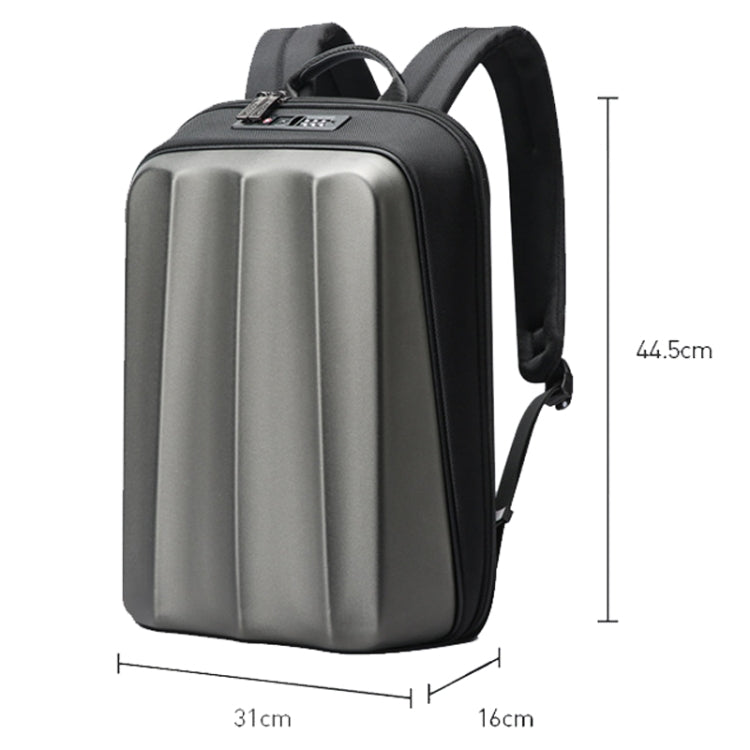 Bopai 61-122579 Large Capacity Hard Shell Password Lock Waterproof Business Laptop Backpack(Grey) - HoMEdemic™ 