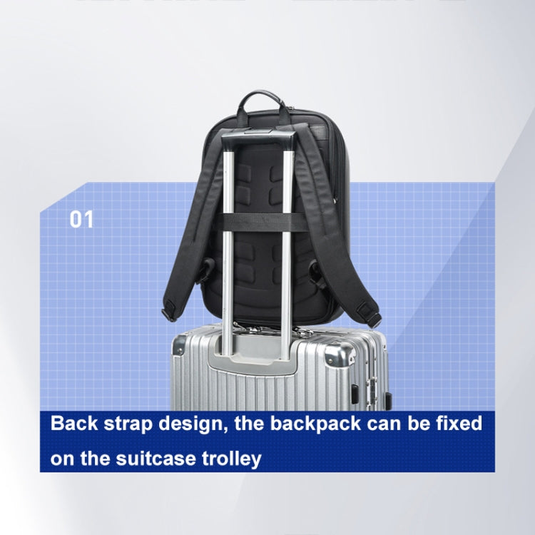 Bopai 61-122579 Large Capacity Hard Shell Password Lock Waterproof Business Laptop Backpack(Grey) - HoMEdemic™ 