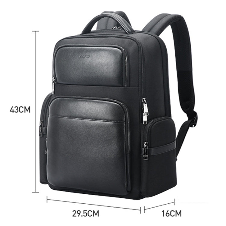 Bopai 61-125031 Large-capacity First-layer Cowhide Business Laptop Backpack With USB+Type-C Port(Black) - HoMEdemic™ 