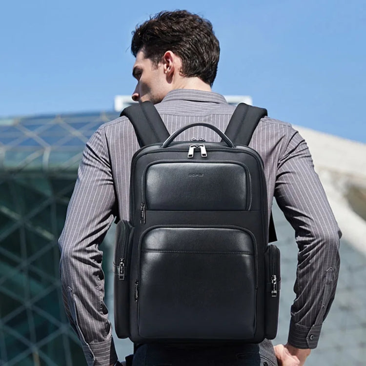 Bopai 61-125031 Large-capacity First-layer Cowhide Business Laptop Backpack With USB+Type-C Port(Black) - HoMEdemic™ 
