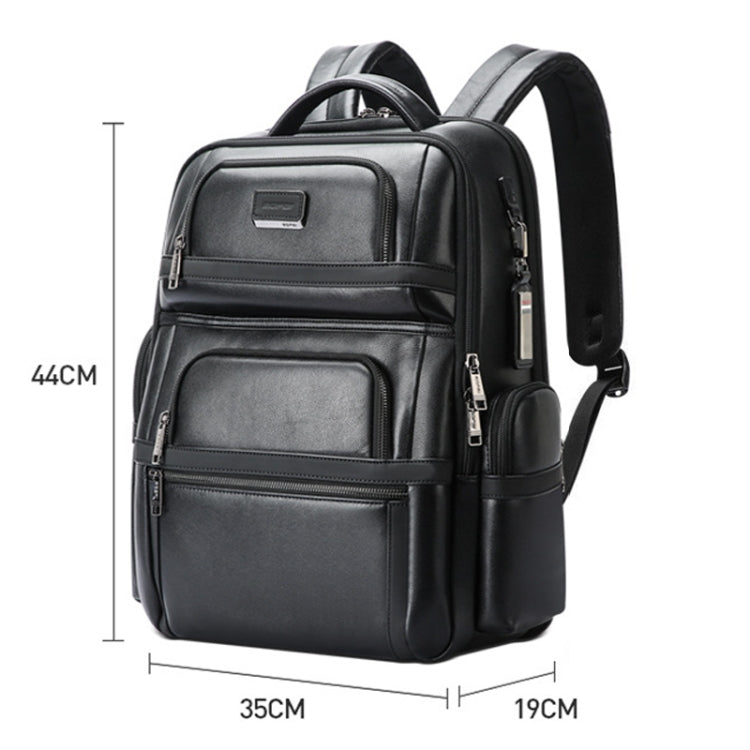 Bopai 61-17311 Large-capacity First-layer Cowhide Laptop Backpack With USB+Type-C Port(Plain) - HoMEdemic™ 