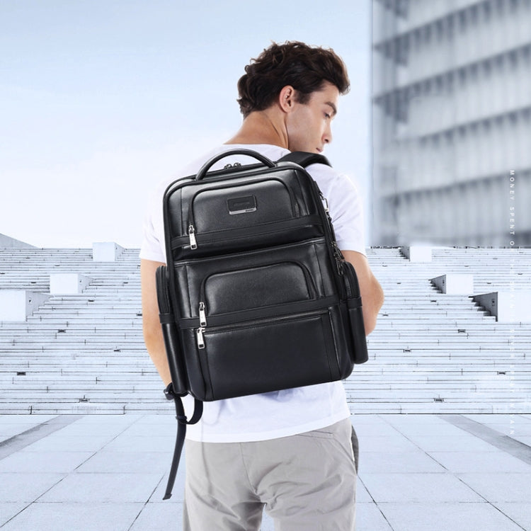 Bopai 61-17311 Large-capacity First-layer Cowhide Laptop Backpack With USB+Type-C Port(Plain) - HoMEdemic™ 