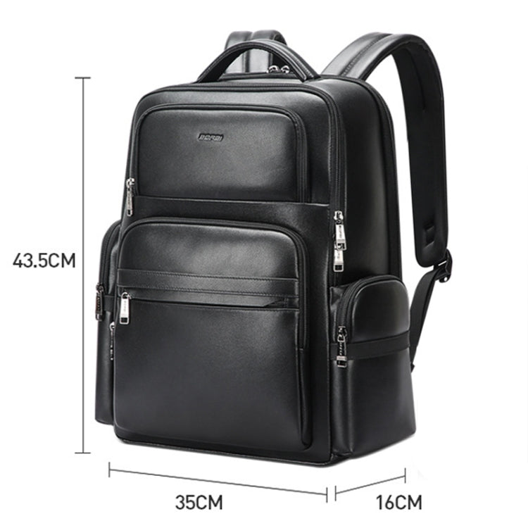 Bopai 61-98611 Large-capacity Waterproof First-layer Cowhide Laptop Backpack With USB+Type-C Port(Black) - HoMEdemic™ 