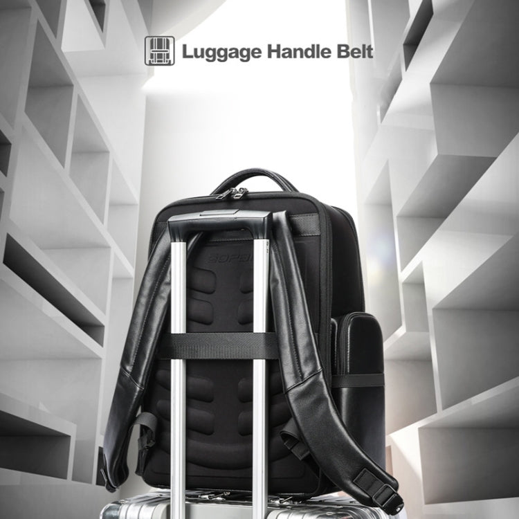 Bopai 61-98611 Large-capacity Waterproof First-layer Cowhide Laptop Backpack With USB+Type-C Port(Black) - HoMEdemic™ 