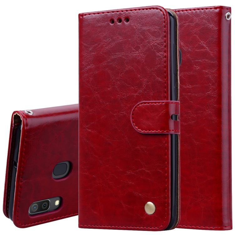 Business Style Oil Wax Texture Horizontal Flip Leather Case for Galaxy A30, with Holder & Card Slots & Wallet - HoMEdemic™ 