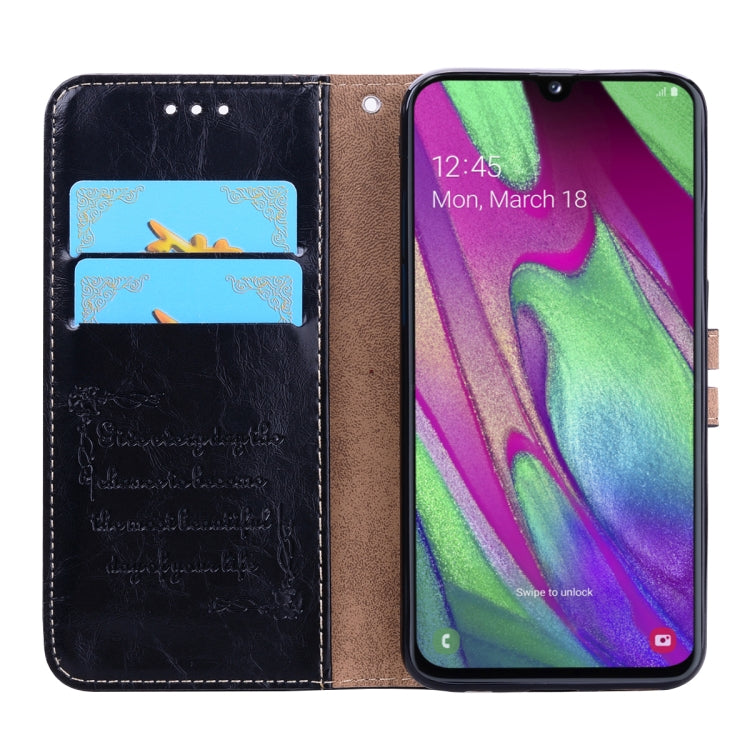 Business Style Oil Wax Texture Horizontal Flip Leather Case for Galaxy A40, with Holder & Card Slots & Wallet - HoMEdemic™ 