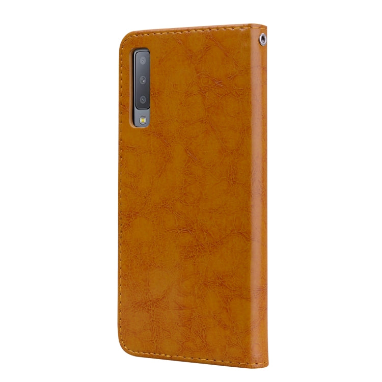 Business Style Oil Wax Texture Horizontal Flip Leather Case for Galaxy A7 (2018), with Holder & Card Slots & Wallet, For Galaxy A7 - HoMEdemic™ 