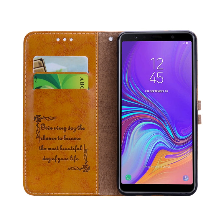 Business Style Oil Wax Texture Horizontal Flip Leather Case for Galaxy A7 (2018), with Holder & Card Slots & Wallet, For Galaxy A7 - HoMEdemic™ 