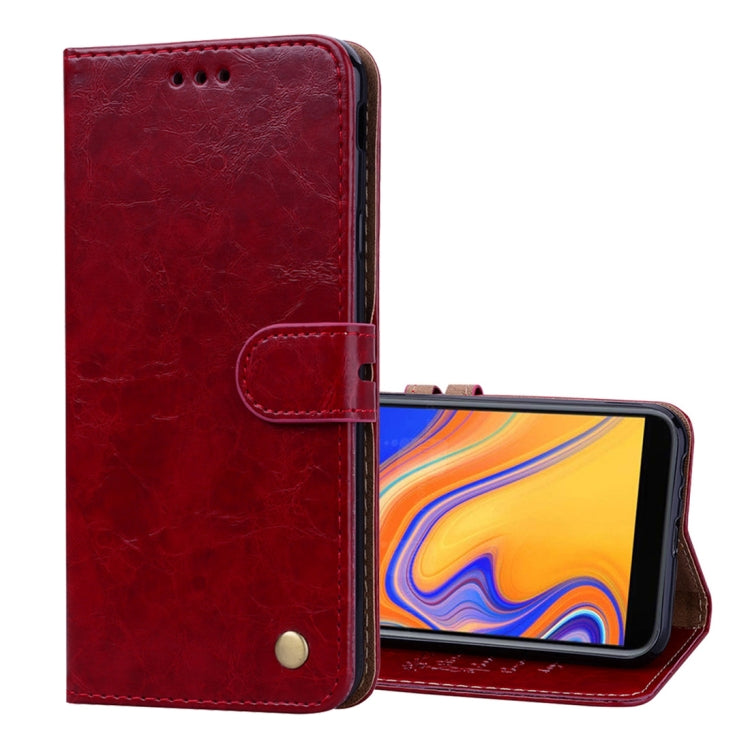 Business Style Oil Wax Texture Horizontal Flip Leather Case for Galaxy J4+, with Holder & Card Slots & Wallet - HoMEdemic™ 