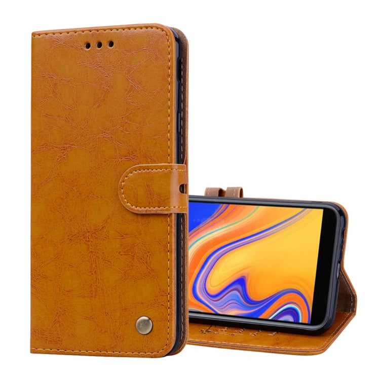 Business Style Oil Wax Texture Horizontal Flip Leather Case for Galaxy J4+, with Holder & Card Slots & Wallet - HoMEdemic™ 