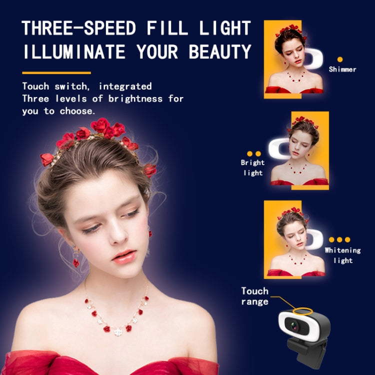 C10 2K HD Without Distortion 360 Degrees Rotate Three-speed Fill Light USB Free Drive Webcams, Built-in  Sound Clearer Microphone - HoMEdemic™ 