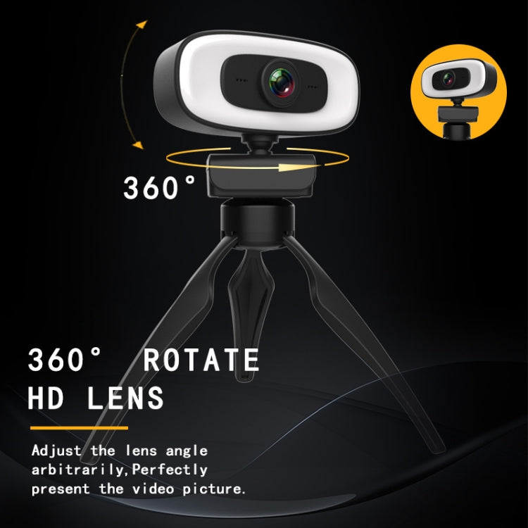 C10 2K HD Without Distortion 360 Degrees Rotate Three-speed Fill Light USB Free Drive Webcams, Built-in  Sound Clearer Microphone - HoMEdemic™ 