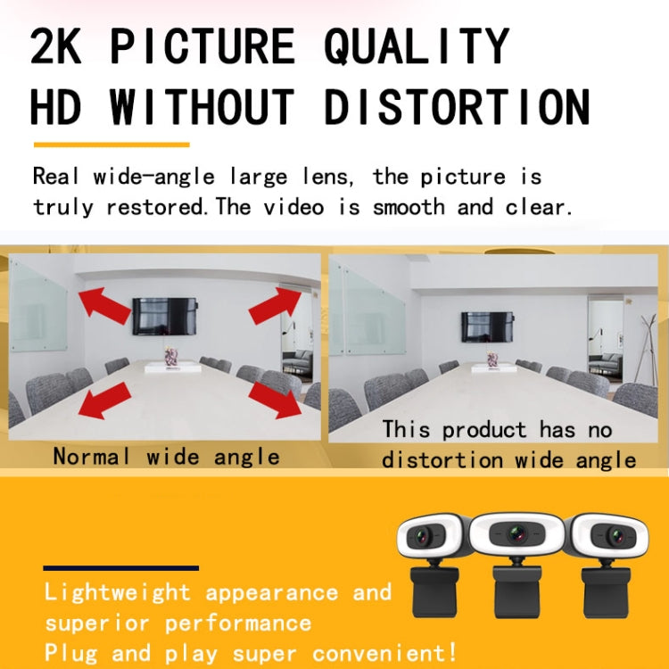 C10 2K HD Without Distortion 360 Degrees Rotate Three-speed Fill Light USB Free Drive Webcams, Built-in  Sound Clearer Microphone - HoMEdemic™ 