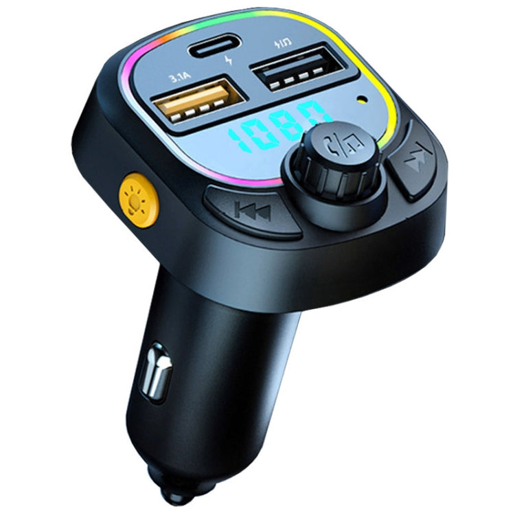 C28 Fast Charging Atmosphere Light Handsfree Car Kit Car Mp3 Player Stereo FM Transmitter, C28 - HoMEdemic™ 