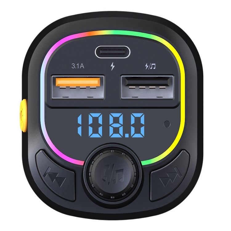 C28 Fast Charging Atmosphere Light Handsfree Car Kit Car Mp3 Player Stereo FM Transmitter, C28 - HoMEdemic™ 