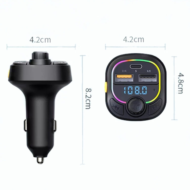 C28 Fast Charging Atmosphere Light Handsfree Car Kit Car Mp3 Player Stereo FM Transmitter, C28 - HoMEdemic™ 