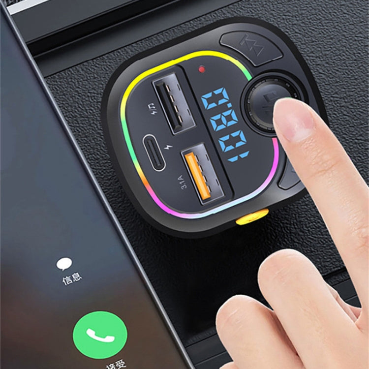 C28 Fast Charging Atmosphere Light Handsfree Car Kit Car Mp3 Player Stereo FM Transmitter, C28 - HoMEdemic™ 