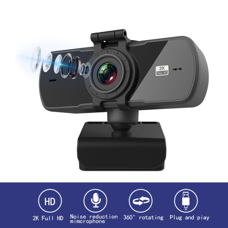 C5 4 Million Pixel Auto Focus 2K Full HD Webcam 360 Rotation USB Driver-free Live Broadcast WebCamera with Mic, C5 - HoMEdemic™ 