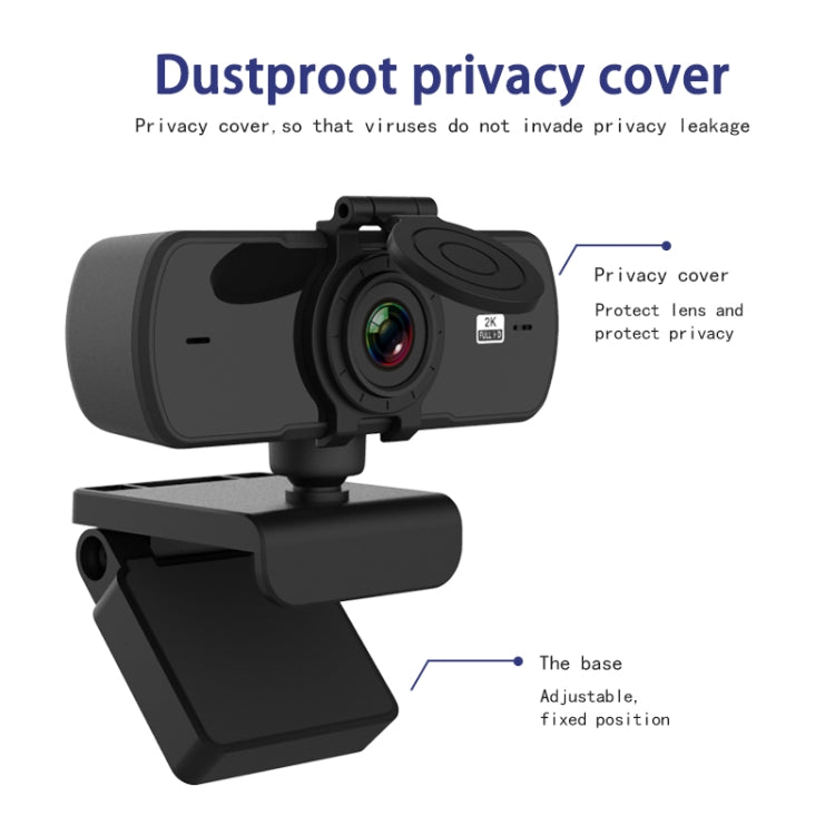C5 4 Million Pixel Auto Focus 2K Full HD Webcam 360 Rotation USB Driver-free Live Broadcast WebCamera with Mic, C5 - HoMEdemic™ 