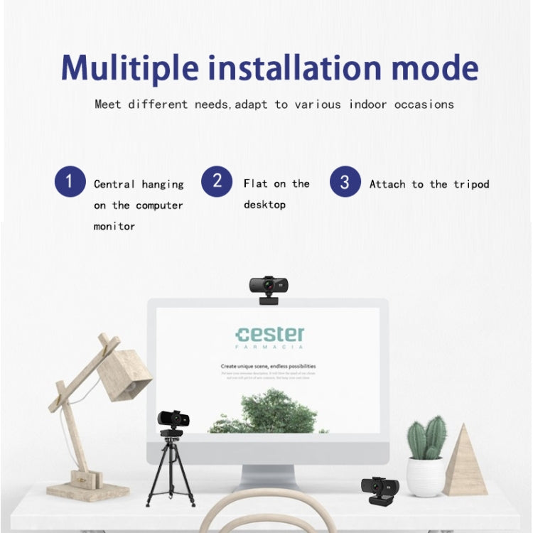 C5 4 Million Pixel Auto Focus 2K Full HD Webcam 360 Rotation USB Driver-free Live Broadcast WebCamera with Mic, C5 - HoMEdemic™ 