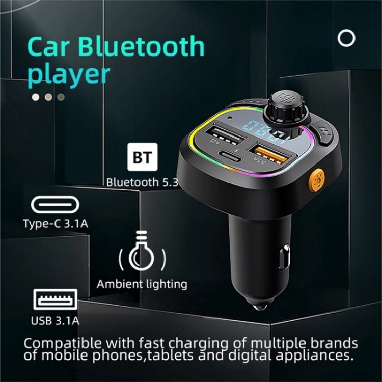 C6 Type-C+2 USB Fast Charger Audio MP3 Player Digital Display FM Car Bluetooth Transmitter - HoMEdemic™ 