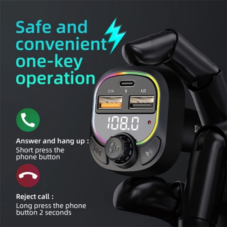 C6 Type-C+2 USB Fast Charger Audio MP3 Player Digital Display FM Car Bluetooth Transmitter - HoMEdemic™ 