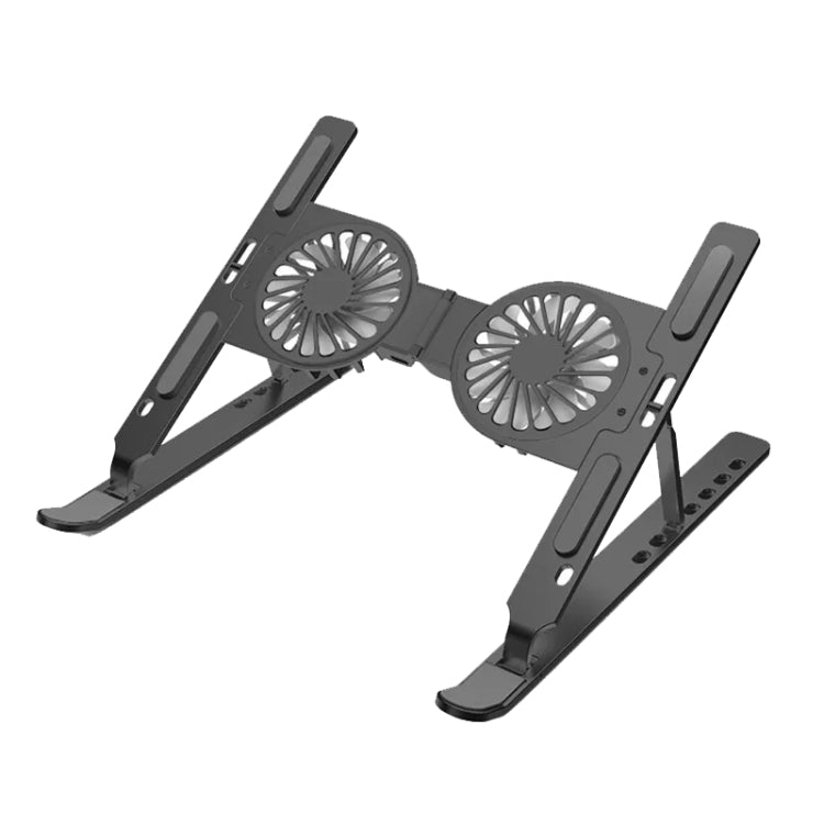 C9 Pro RGB Ambient Light Foldable Fan Cooling Laptop Aluminum Alloy Heightening Stand, Color: Gray - HoMEdemic™ 