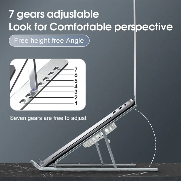 C9 Pro RGB Ambient Light Foldable Fan Cooling Laptop Aluminum Alloy Heightening Stand, Color: Gray - HoMEdemic™ 