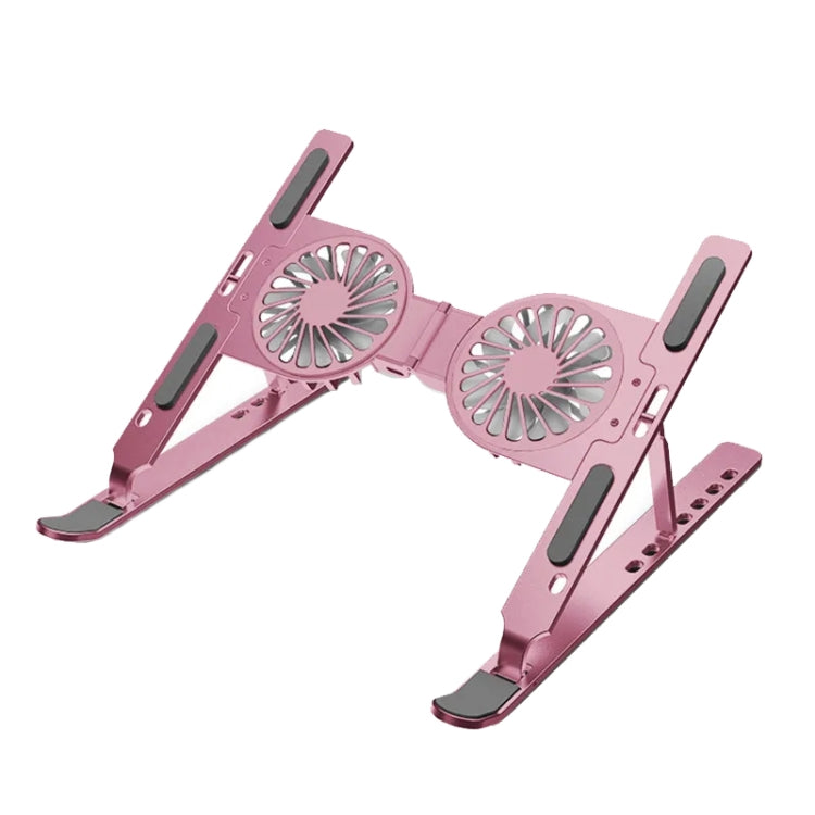 C9 Pro RGB Ambient Light Foldable Fan Cooling Laptop Aluminum Alloy Heightening Stand, Color: Pink - HoMEdemic™ 