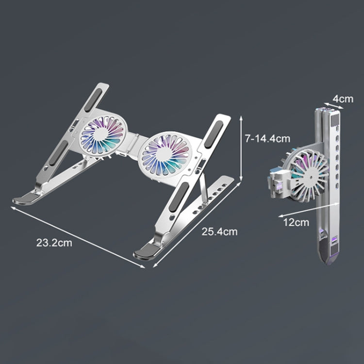 C9 Pro RGB Ambient Light Foldable Fan Cooling Laptop Aluminum Alloy Heightening Stand, Color: Pink - HoMEdemic™ 