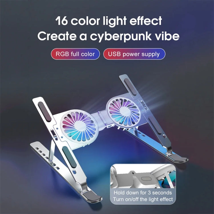 C9 Pro RGB Ambient Light Foldable Fan Cooling Laptop Aluminum Alloy Heightening Stand, Color: Pink - HoMEdemic™ 